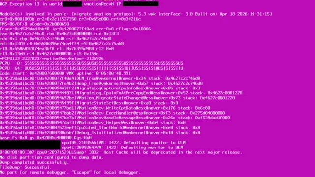 ESX 9.1 PSOD #GP Exception 13 in world vmotionRecvH during vMotion (KB 455306)